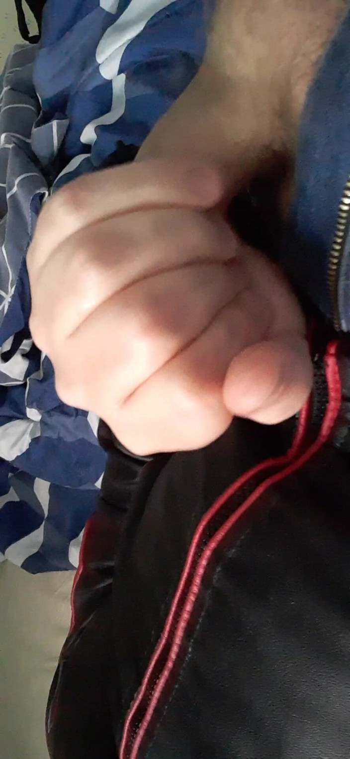 Rusty Sunnybrook: Jerking in New Red &amp; Black Leather Jacket
