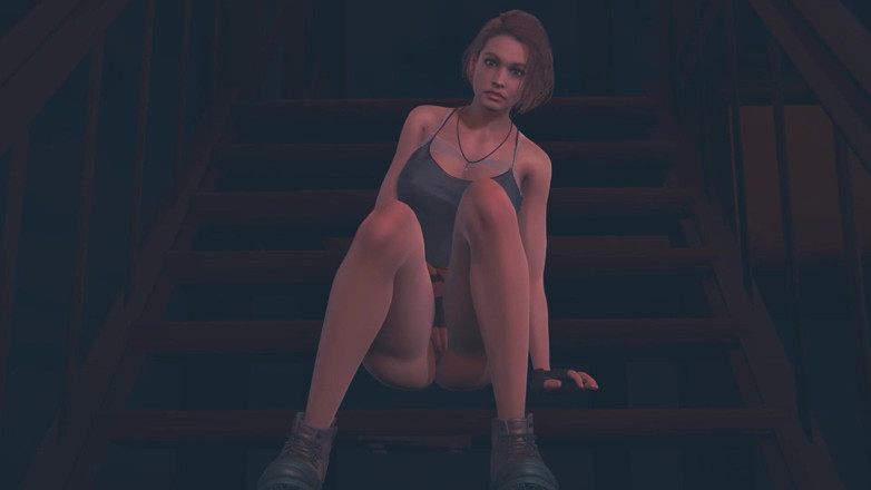 Waifu club 3D: Jill Valentine masturbates on the stairs