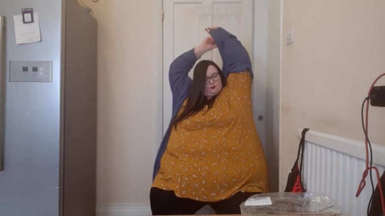 SSBBWLadyBrads: SSBBw tries on G strings shows off fat body