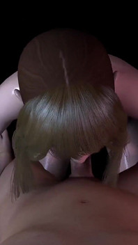 Söt blond avsugning i mörkret | 3D porr