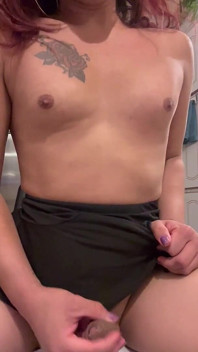 Black Mini Skirt Gold High Heels Horny Bitch Cums Hard