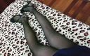 Dani Leg: Dani on Bed in Black Pantyhose Showing off Curvy Legs...
