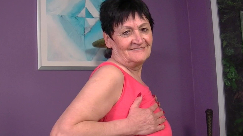 Solo Sex: Granny is touching her greedy pussy