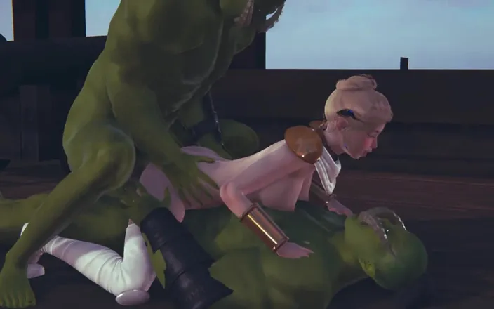 Waifu club 3D: Two Orcs Staged a Double Penetration Into a Cute Elf