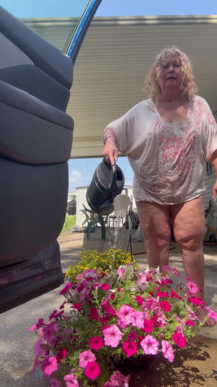 Big Ass 4 U: Watering Flowers Flashing Tits and Ass