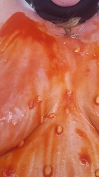 Julie Cunningham Sploshing - Short Slowed Down Clip of My Hug Tits Covered in Beans Being Shaken Side to Side Slowly