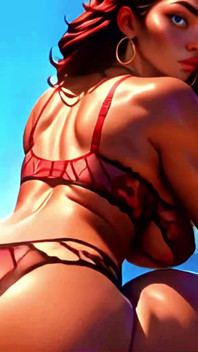 4K 100% Ai Generate 3D soft looping pmv: twerka delicatamente dalla spiaggia tropicale in bikini sexy
