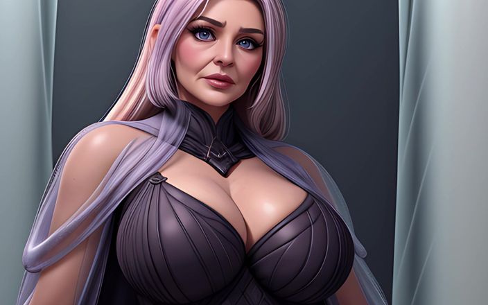 AI Porn: Crystal Frost Queens - Deusas curvilíneas de cabelos roxos em uma...