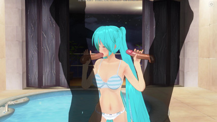 H3DC: 3D HENTAI. Miku double blowjob