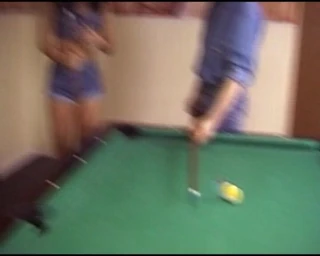 Deutsche Damen: Brunette German Doll Sucks Dick by the Pool Table