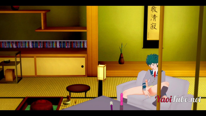 Yaoitube: Boku no hrdina Yaoi - Deku orgasmus prostaty s jeho prstem,...