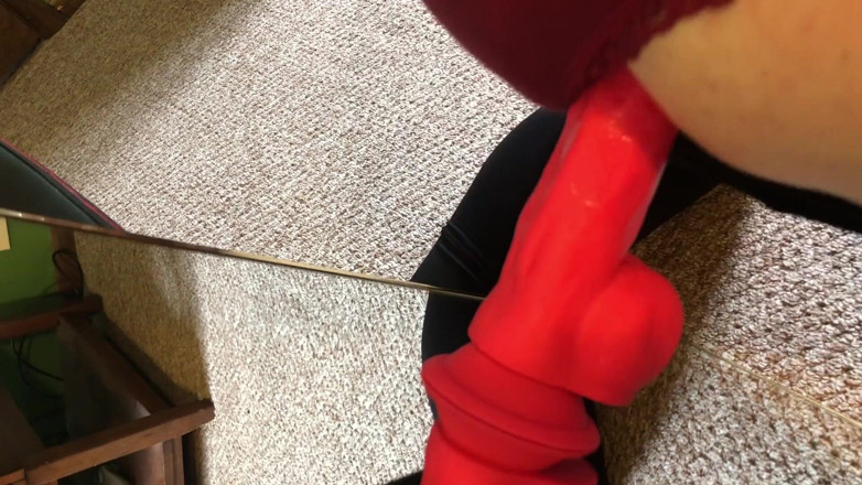 Plugged Data Pup: Sissy fucks herself hard in the mirror