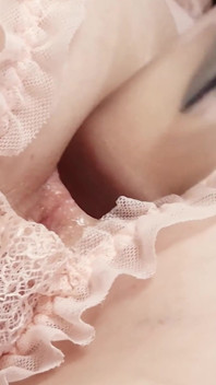 Sensual Self-fucking with Glass Dildo Tight Ass of Cute Girl in Sexy Lingerie and Nylon Stockings