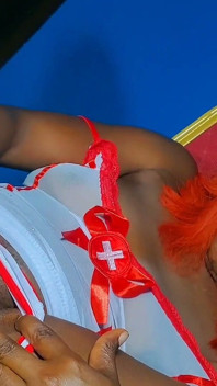 Ebony Honry Sexy Nurse Fucked Herself and Squirt Everywhere