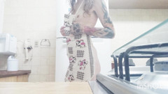 Trans Housewife Masturbating and Cumming in the Kitchen