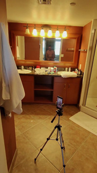 Hubby Checking up While I'm Shooting a Little Shower Video