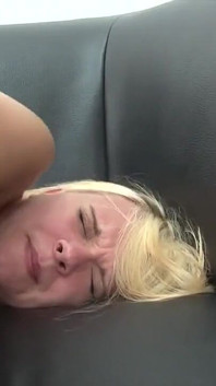 Pretty blonde teen enjoying foot and fist fucking in threeway