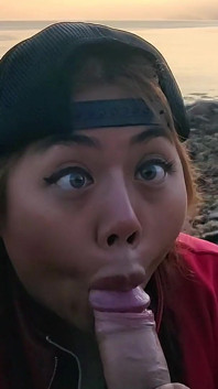 Al aire libre ahegao mamada
