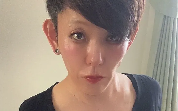 Serina SissyBitch: Serina Is Wearing Black Cardigan and Tight Denim Skirt