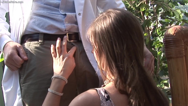 Babe Stare: Couple gets naughty in a garden outdoors