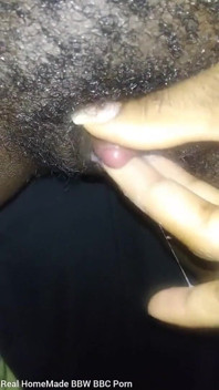 Close up Stroking My Big Clit Hairy Wet Pussy