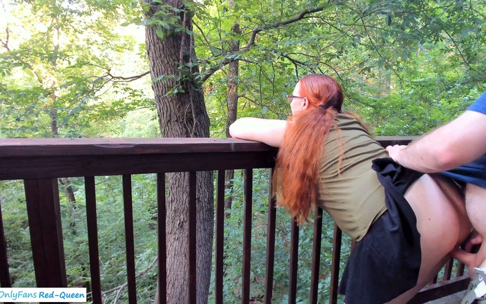 Red Queen: Sneaking Risky Public Trail Sex with a Redhead with Pigtails