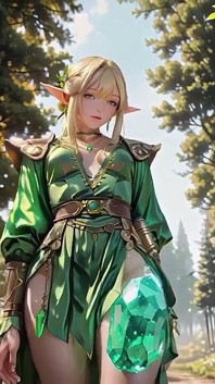 Blonde Elf Fantasy Sensual All-fours in a White Bedroom, Teasing with Her Mouth Full and Eyes Wide Open.
