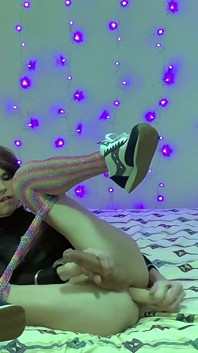 Tgirl Ria Bentley Toys Her Ass and Cums on Her Face