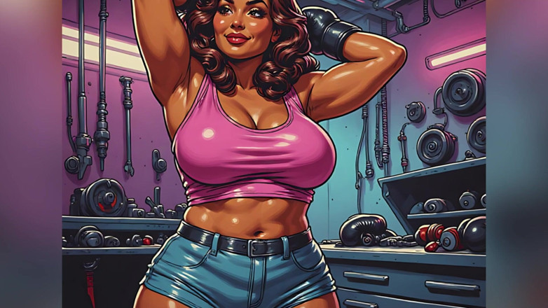 AI Porn: Beautiful Fit Pink-haired Babes Art