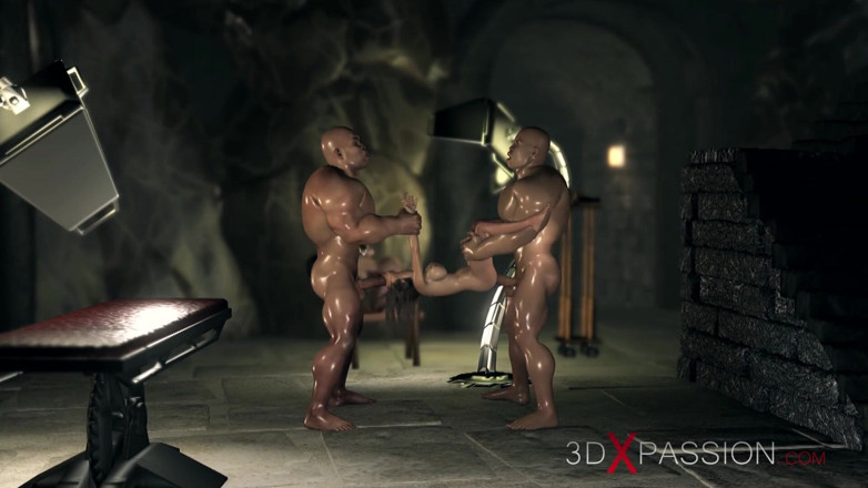 3dxpassion: Big cruel monsters fucks hard teenage girl in the dark...