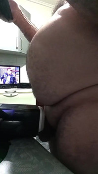 Handsome Mature Chubby with Big Fat Cock Fucking My Sex Machine Until I Cum Inside