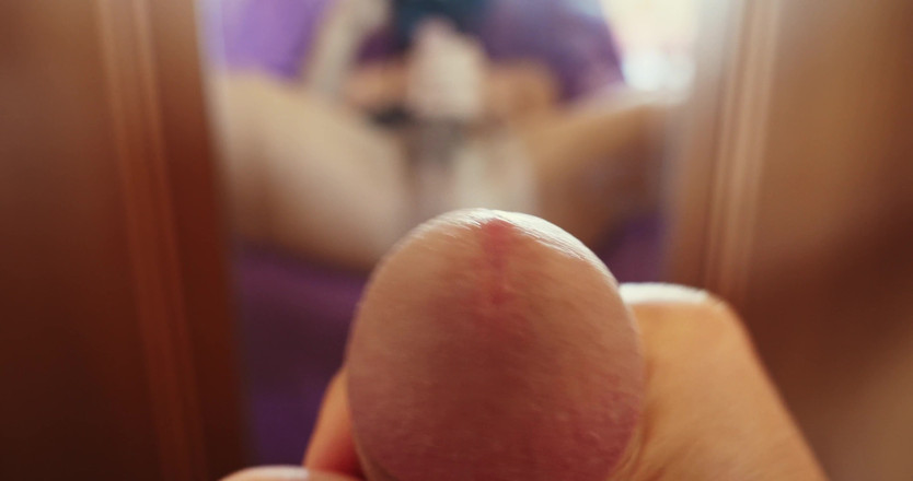 Jerking studs: Extreme close up of hard horny penis with juicy orgasm...