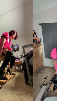 Maricas Candy em Self Bondage com enormes consolos
