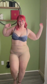 BBW in Nylons Strips Down and Jiggles Her Body