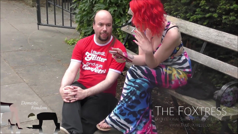 Domestic femdom: Ignoring the human ashtray in outdoor