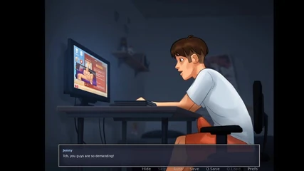Summertime saga #32 - ze masturbeert met een enorme dildo perfect vrouwelijk orgasme