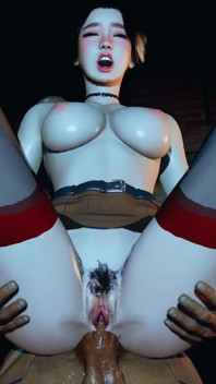 3D slet met grote borsten in sexy lingerie heeft haar kontgaatje zo hard geneukt