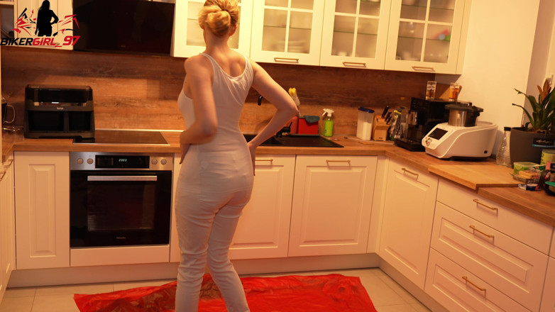 Bikergirl_97: Perverted Self-in White Jeans and White Top Escalates!