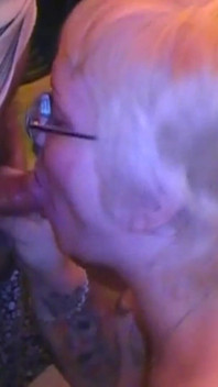 Gangbang and Sperm Orgy for This Tattooed Blonde MILF