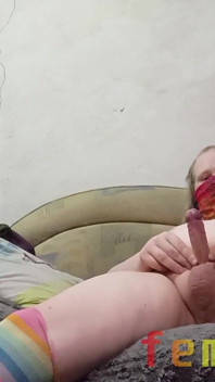 Fat Sissy Milking His Small Cock