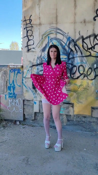 Little Slut Shows off Her Pussy in the Industrial District