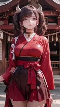 Taboo First Encounter at the Shrine, Kneeling in the Corridor While Stroking Her Hair