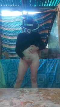 Teaser Outside in My Black Pantys and Black Top