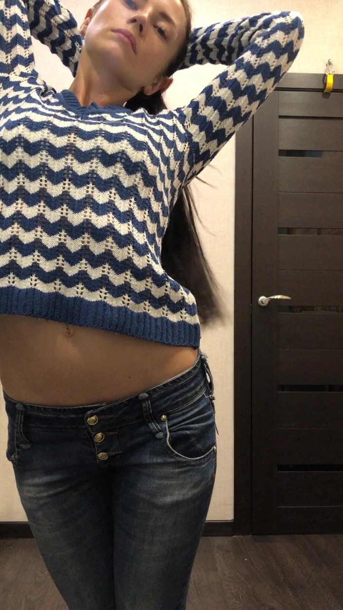 Princess Monica: Stretch Test Belly Showing in 3 Sweaters