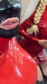 Anyone Is a Fan of Shiny Red Latex? I Know You Want to Cum All Over My Huge Tits