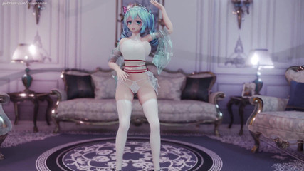 MikuMotion: [mmd] 初音 (g)i-dle - Queencard女王情趣制服脱衣舞 爆乳晃动