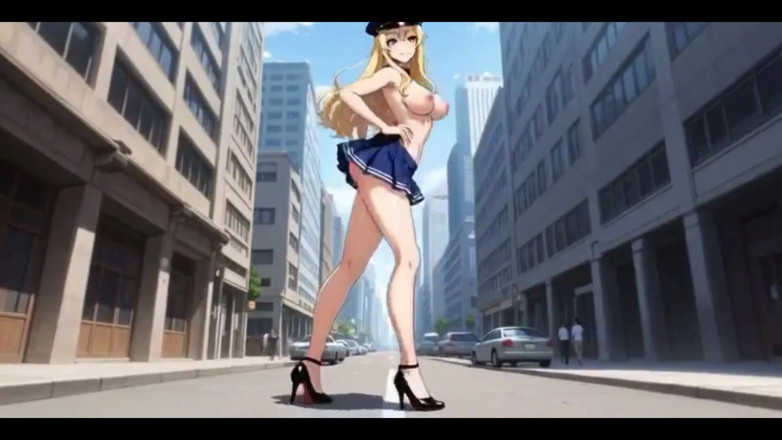 HotKitty20: Blonde politieslet: straatkont en tieten tonen op zijn hondjes en...