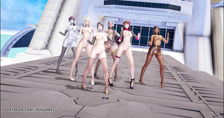 3D-Hentai Games: 빨간 벨벳 - 빨간 맛 벌거벗은 댄스 Dva Mercy Pharah Mei Symmetra 미망인 오버워치