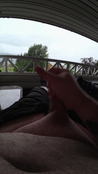 Masturbating Outside on the Porch