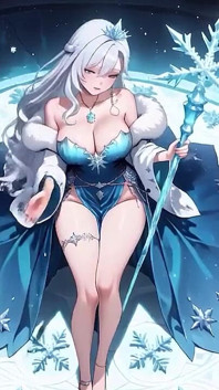 クリスタルホールにいる銀髪の氷魔導士!冷たく見えながら魔法を唱えているが、唇は震えている